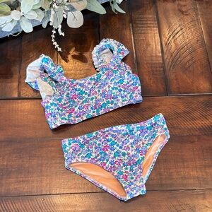 Crewcuts Blue and Pink Floral Kids Bikini